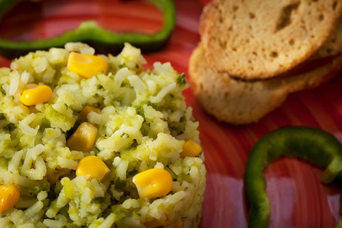 Puebla Style Rice accompanied with bread