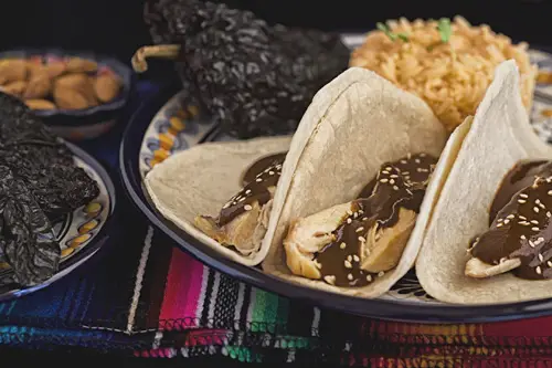 The Almond Mole served in chicken tacos