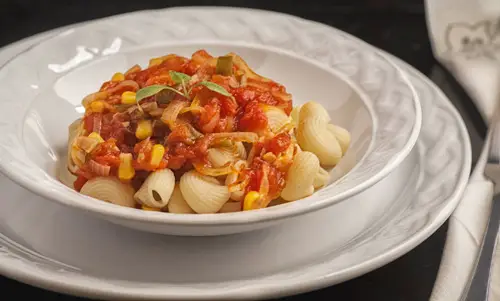The Corn and Tomato Salsa served with pasta