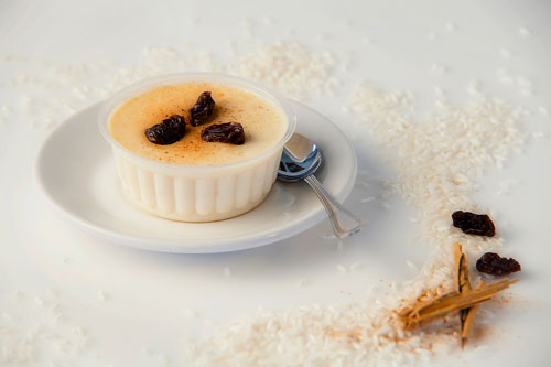 Rice Pudding with raisins and cinnamon