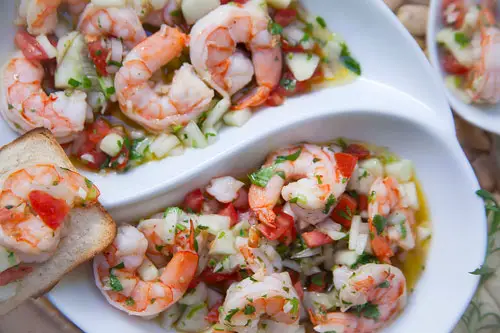 Shrimps to the Vinaigrette with a toasted bread
