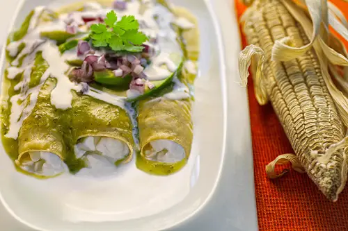 Green Enchiladas with Cottage Cheese