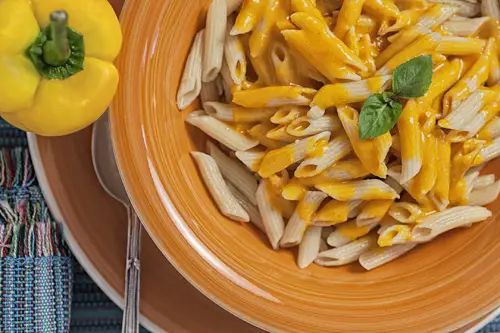 Bell Pepper Salsa served over pasta