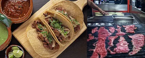 Tacos al Carbon prepared at a stall
